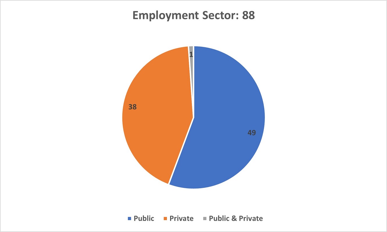 A pie chart showing the Employment Sector of respondents in the Survey.