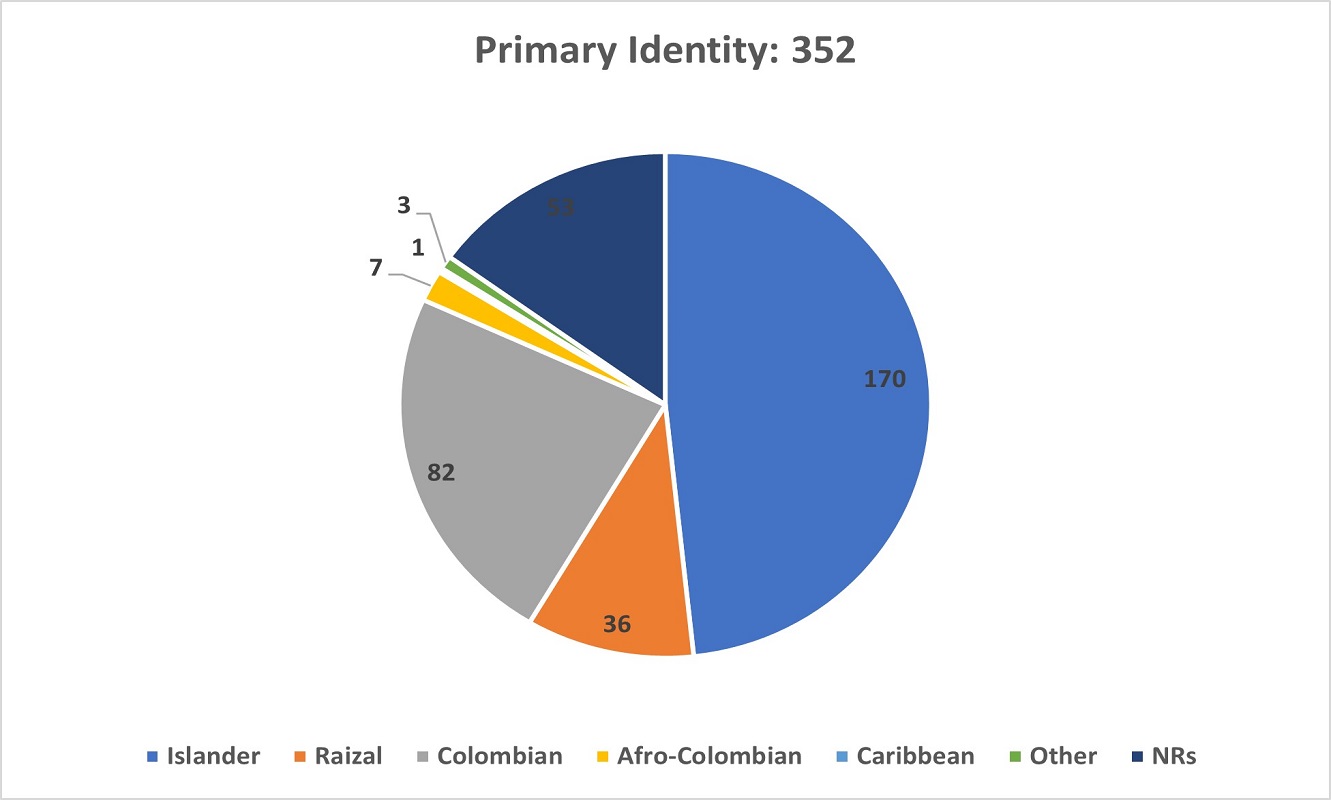 A pie chart showing the Primary Identity of respondents in the Survey.