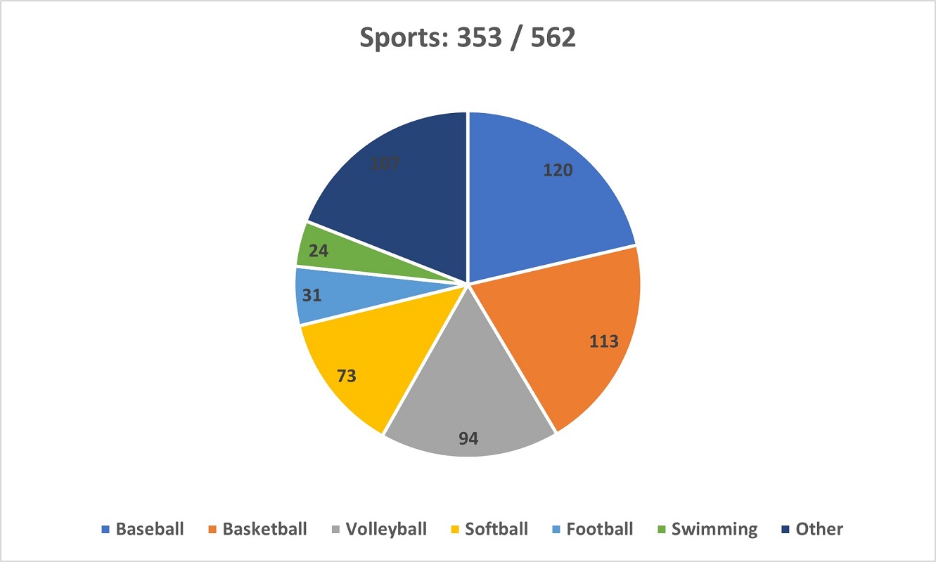 A pie chart showing the Sports preferences of respondents in the Survey.