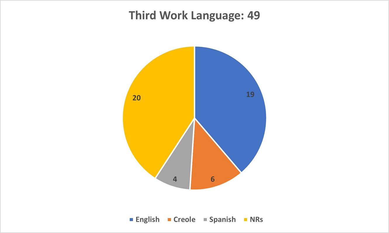 A pie chart showing the Third Work Language of respondents in the Survey.